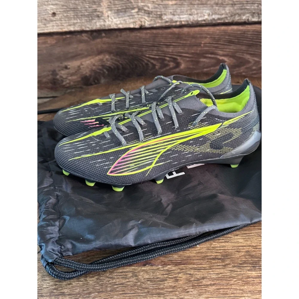 Puma Ultra Ultimate FG AG Soccer Cleats Grey Lime Pink 108159-03 Mens 8